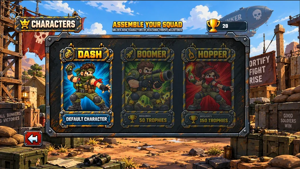 Choosing a hero: Dash, Boomer and Hopper